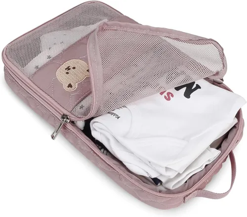 Vista 2 de Bolsas Organizadoras para Pañales de Bebé - Pack de 2 Bolsas Colgantes Impermeables con Diseño de Oso Lindo en Malla, Bolsas Reutilizables, Lavables