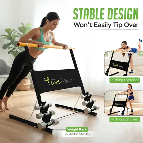 Vista 3 de Portable Folding Exercise Bar for Barre, Balance and Ballet Home Workouts, Strong Freestanding Stable Design