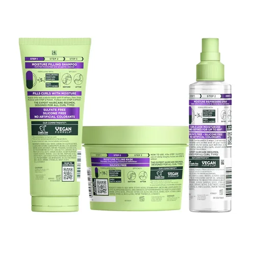 Vista 10 de Garnier Fructis Método para Rizos Productos para Cabello Rizado, Champú Hidratante Rellenador, Mascarilla Capilar y Spray Refrescante para Rizos