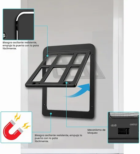 Vista 4 de Ownpets Puerta mosquitera para perros de 11 x 13, solapa magnética con Negro