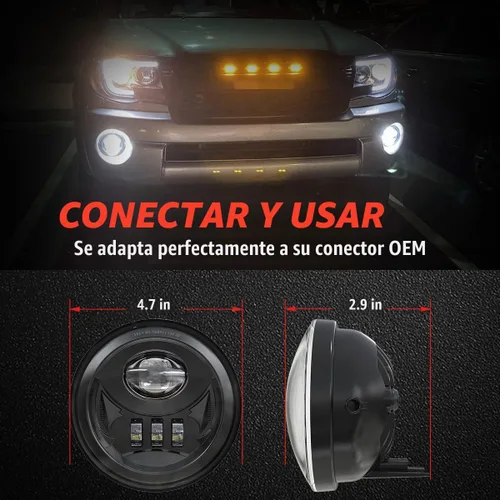 Vista 5 de Conjunto de luz antiniebla LED para Tacoma 2005-2011/Solara 2004-2006/Sequoia 2008-2015/Tundra 2007-2013- par, color negro