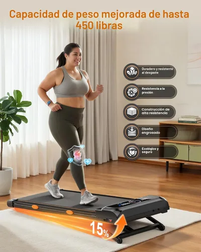 Vista 6 de Almohadilla para caminar con 15% inclinación automática de 12 niveles/altavoz Bluetooth/luz RGB, cinta de correr 3 en 1 debajo del escritorio, cinta