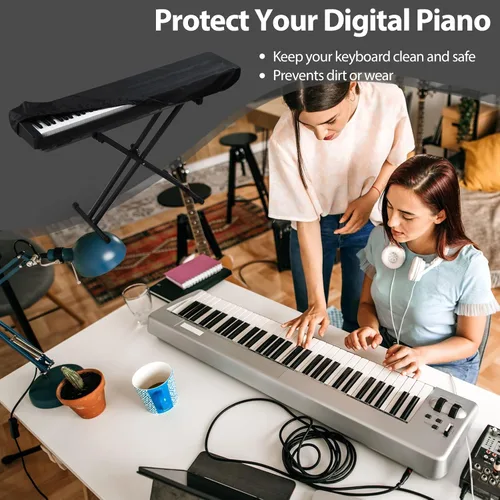 Vista 7 de Cubierta antipolvo para teclado de piano de 61 teclas, cubiertas protectoras ajustables a prueba de polvo y suciedad, cubierta completa, cierre