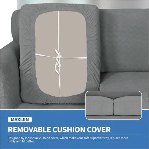 Vista 34 de MAXIJIN 2 piezas de fundas para silla con brazos, funda para silla de sofá para sala de estar, funda elástica para perros para una silla con 1 cojín