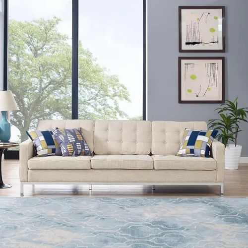 Vista 7 de Modway Loft tapizado tela mediados de siglo moderno sofá biplaza en gris