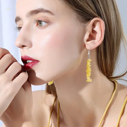 Vista 5 de JIUIQL Aretes de cuarzo de cristal bohemios hechos a mano, únicos y coloridos aretes colgantes de piedra natural para mujeres y niñas, regalos