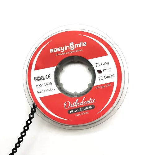 Vista 11 de Ortodoncia dental ultra elástica de goma para cadenas de alimentación Corto/Largo/Cierre (Largo, Negro)