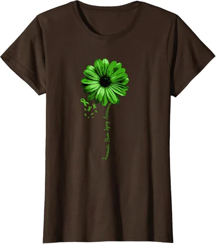 Vista 16 de Camiseta de conciencia de lesiones cerebrales traumáticas con cinta verde guerrero, Negro, S