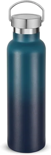 Vista 24 de Neihepal Botellas de agua de acero inoxidable negras, botella de viaje de doble pared con aislamiento al vacío de 20 onzas con tapa a prueba
