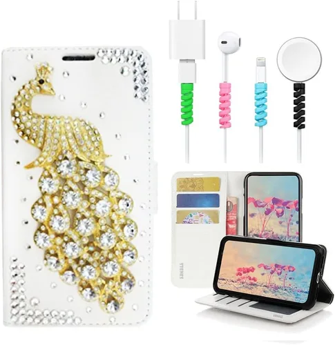 Vista 11 de Bling - Funda para Samsung Galaxy S21, diseño de pavo real en 3D, color negro