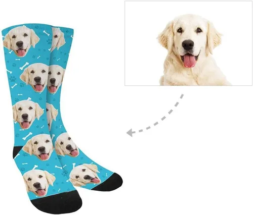 Vista 5 de Calcetines de cara personalizados, para amantes de los perros y mascotas, con foto en calcetines, unisex, atléticos, para hombres y mujeres