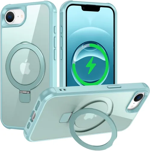 Vista 168 de CHAOFEnG Funda magnética compatible con iPhone 11 con soporte, prueba de caídas de grado militar, compatible con imán, anillo translúcido, parte