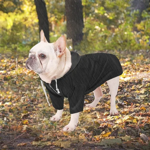 Vista 2 de Chaqueta impermeable para perros, impermeable, para razas pequeñas y medianas, cierre de cremallera, bolsillo de almacenamiento, agujero para arnés