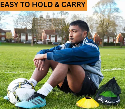 Vista 3 de Conos de fútbol flexibles (juego de 60/50/40/25) con bolsa de malla y correa, conos deportivos para fútbol, baloncesto, equipo de entrenamiento