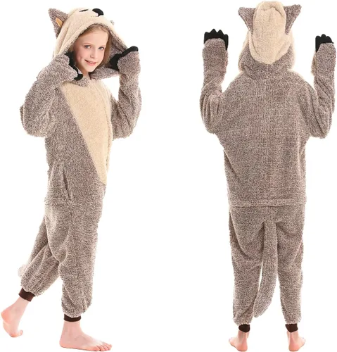 Vista 2 de SimZoo Kids Animal Pajamas, Boy Girls Otter Cosplay Costume Sleepwear, One-Piece Unisex Homewear 4-13Y