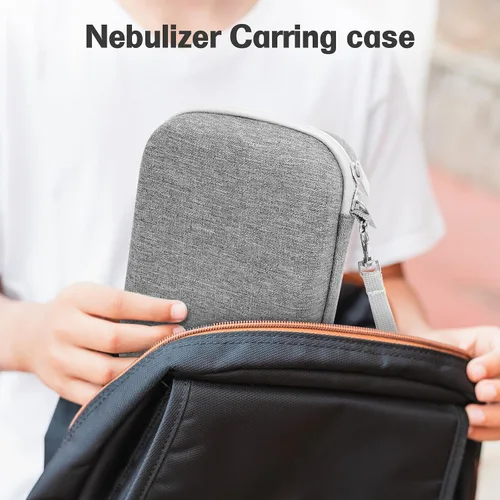 Vista 6 de ProCase Estuche de transporte para nebulizador portátil, máquina nebulizadora de mano para adultos y niños, bolsa de almacenamiento rígida con Gris