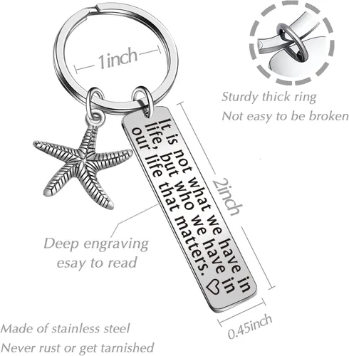 Vista 2 de JIUSHUN Regalo de amistad de larga distancia, regalo para esposa, hija, llavero para mamá, regalo para primo, joyería para mejor amiga