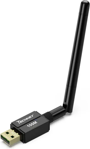 Vista 10 de Adaptador USB Bluetooth 5.1 para PC de escritorio: dongle inalámbrico de largo alcance de 300 pies con antena de 5dBi Plug & Play para portátil Negro