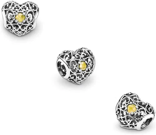 Vista 2 de MiniJewelry - Abalorio de plata de ley con forma de corazón para pulseras, diseño de corazón con texto en inglés