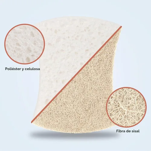 Vista 2 de Esponja natural para platos, paquete de 48, esponja exfoliante antiarañazos, esponja ecológica multiusos de fibra de sisal de cocina, esponja