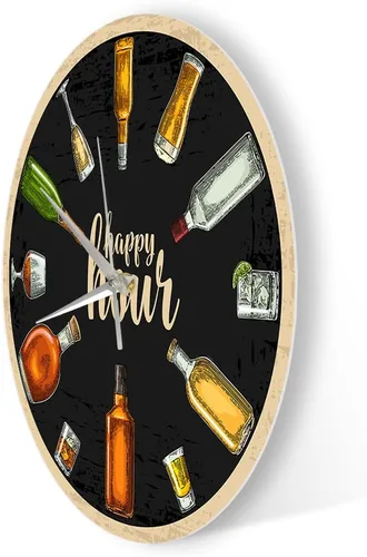 Vista 8 de Reloj de pared de vino de 12 pulgadas, Happy Hour Wine Time Wine Booze Beer Reloj de pared silencioso sin tictac reloj de pared para hombre, cueva