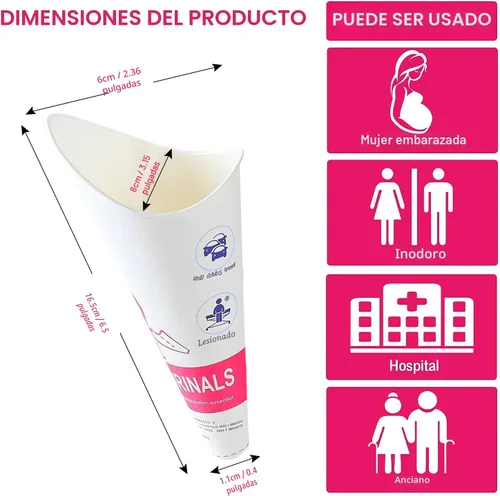Vista 2 de JIURUN 30 unidades/50 unidades dispositivo desechable de orinación femenina, embudo portátil para orinar de pie desechable para mujeres, embudo