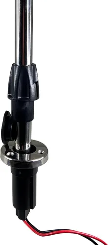 Vista 3 de Pactrade Marine Luz LED redonda, luz de popa, luz de anclaje, luz de poste LED de navegación de barco con poste estándar de 22 pulgadas con base