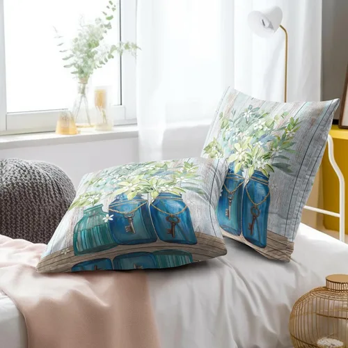 Vista 279 de Giwawa Juego de 2 fundas de almohada decorativas con diseño floral de girasol de 16 x 16 pulgadas, fundas de cojín decorativas para el hogar, sofá