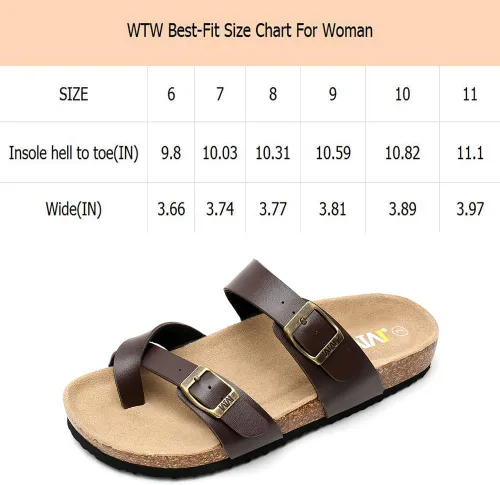 Vista 8 de Women's Cork Footbed Sandals - Cow Suede Slide Sandals for Women Toe Loop with Adjustable Strap Buckle Open Toe Beach Sandals