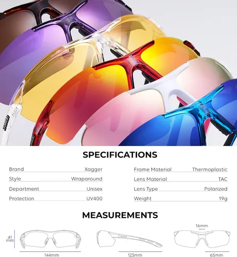 Vista 6 de Lentes de sol polarizados deportivos para hombres y mujeres, con diseño envolvente, UV400, para correr, béisbol, sóftbol, ciclismo, conducción