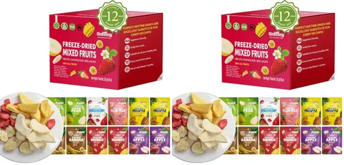 Vista 9 de ONETANG Fruta Mixta Liofilizada, Paquete de 12 Porciones Individuales, Sin OGM, Kosher, Sin Azúcar Añadido, Sin Gluten, Vegano, Regalos Navideños