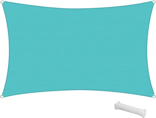 Vista 8 de SunnyRoyal Toldo tipo vela rectangular de 8 x 8 pies, para dar sombra a patios, exteriores, para jardín al aire libre (turquesa)