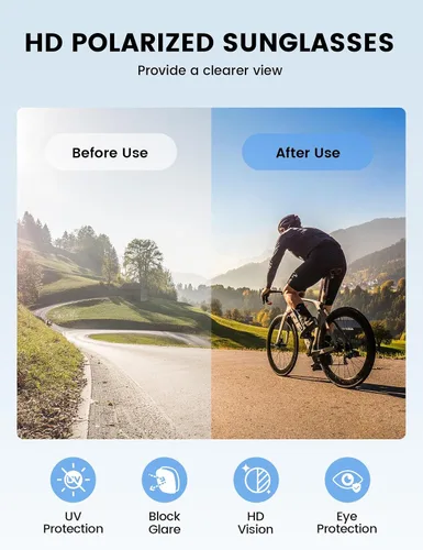 Vista 6 de Lamicall Gafas de sol deportivas polarizadas de tamaño XL para hombres y mujeres, gafas de sol grandes con protección UV400, para correr, ciclismo