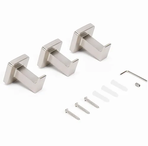 Vista 9 de NearMoon Ganchos cuadrados para toallas de baño -SUS304 de acero inoxidable para colgar batas, ganchos resistentes para baño, sala de estar, hotel
