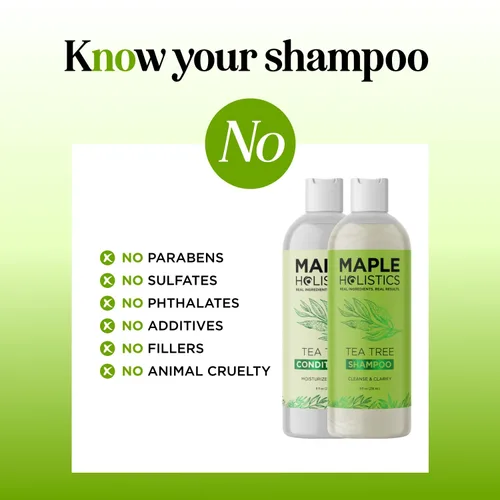 Vista 7 de Juego de champú y acondicionador de árbol de té, champú y acondicionador clarificante sin sulfato para el cuidado del cabello graso y el cuero