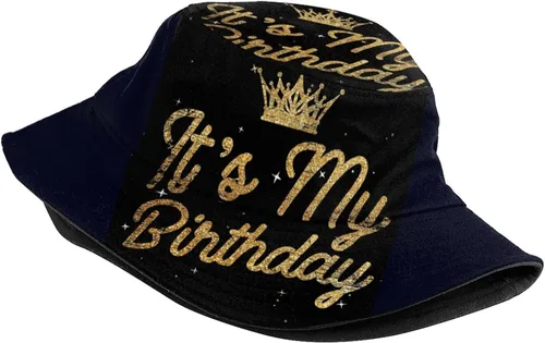 Vista 2 de BIEGAS It's My Birthday - Sombrero de pescador para exteriores, sombrero de pescador para hombres, mujeres, niños y niñas, talla única, Feliz