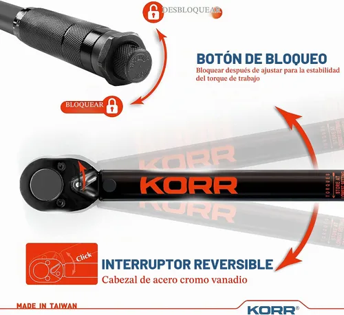 Vista 4 de KORR Tools KTW002 Llave dinamométrica de clic de 3/8 pulgadas (5-80 ft.-lb.)