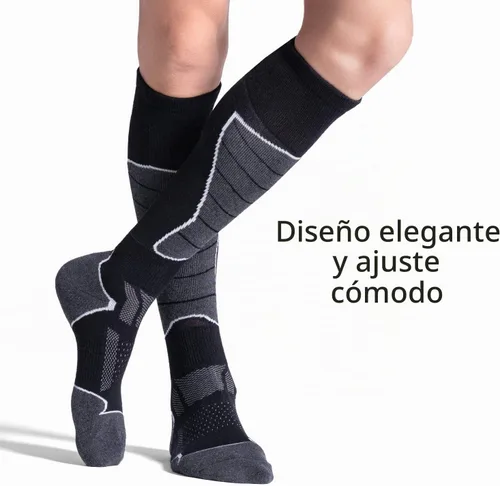 Vista 5 de CS CELERSPORT Calcetines de esquí de lana merino para snowboard para mujer Negro Gris Oscuro + Gris
