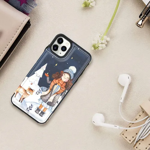 Vista 7 de LETO Funda de piel tipo cartera con tapa para iPhone 11 Pro, con diseños de moda para niñas y mujeres, con ranuras para tarjetas con función atril