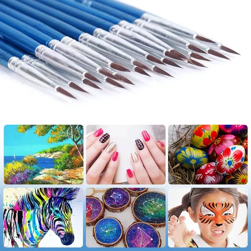 Vista 6 de 60 pinceles de pintura en miniatura con punta fina, 00 pinceles de pintura pequeños para acuarela al óleo acrílico, arte de uñas, manualidades