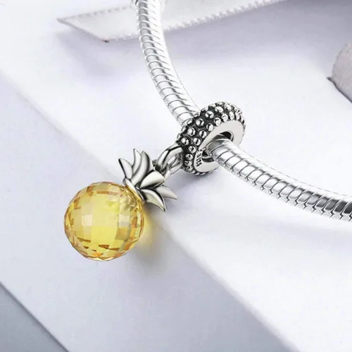 Vista 3 de Piña Encanto Plata De Ley 925Suerte Encanto Navidad Encanto Fruit Encanto para pandora pulsera