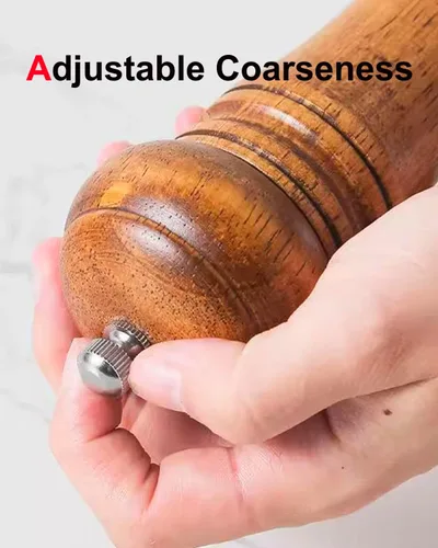 Vista 3 de Molinillo de pimienta, molinillo de sal de madera con grosor ajustable, 5 pulgadas de alto, molinillo de pimienta manual recargable de madera