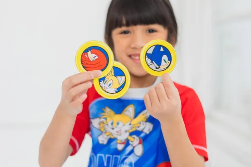 Vista 2 de SEGA Sonic The Hedgehog Knuckles The Tails - Conjunto de camiseta de natación raglán
