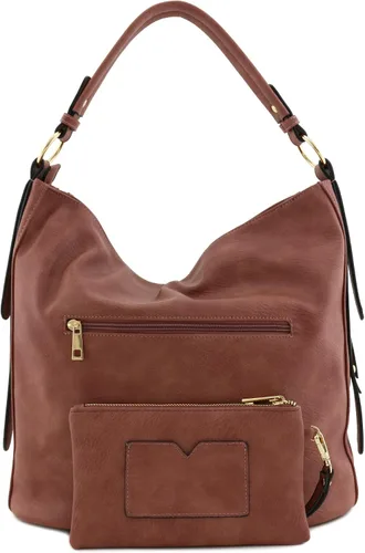 Vista 5 de 2pc Set Faux Leather Large Hobo Bag with Pouch Purse
