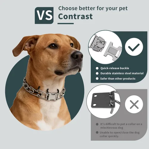 Vista 6 de Hebilla de acero inoxidable para collar y liberación rápida con hebilla fácil para perros pequeños, medianos y grandes (2.25)
