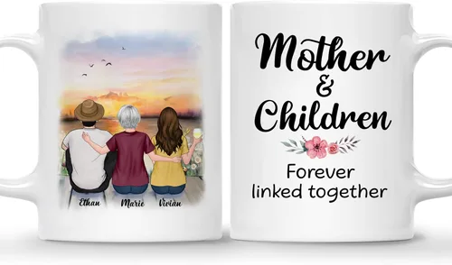 Vista 14 de Gossby Tazas personalizadas para mamá, regalos personalizados para mamá de hijas, hijos con avatares, nombres, cumpleaños, día de la madre, regalos