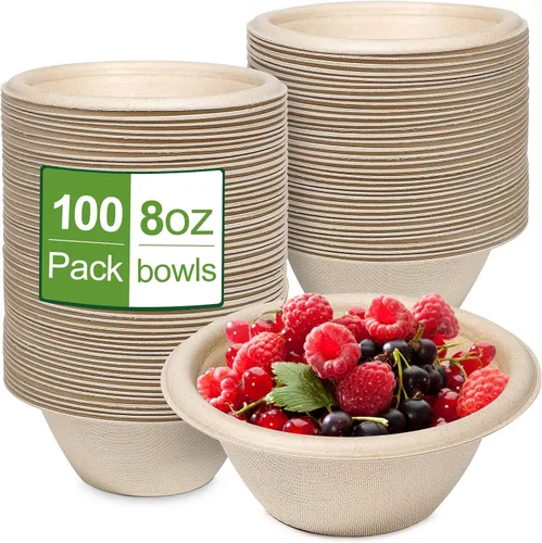Vista 11 de Grocyle - Cuencos de papel pequeños de 8 onzas, paquete de 50 cuencos compostables y biodegradables hechos de caña de azúcar Eco-friendly