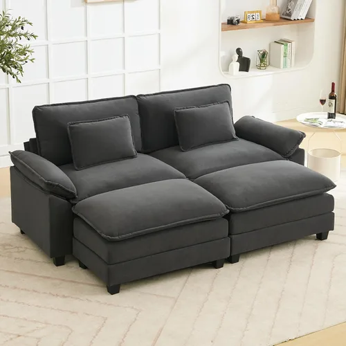 Vista 44 de Oprisen Sofá Seccional Modular, Cómodo Cloud Couch Sofá Seccional, Sofá Cama de Chenilla con Asiento Profundo con Almohadas Decorativas para Sala