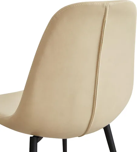 Vista 8 de Juego de 2 sillas de comedor con respaldo alto, sillas modernas de cocina y comedor de mediados de siglo, sillas tapizadas de piel sintética