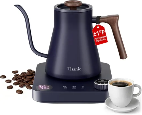 Vista 10 de Hervidor eléctrico de cuello de cisne para verter sobre café, control de precisión de ±1 °F, calefacción inteligente de dos etapas, 2 horas